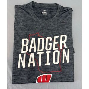 Wisconsin Badgers T Shirt Size Large Gray Top of the World Badger Nation